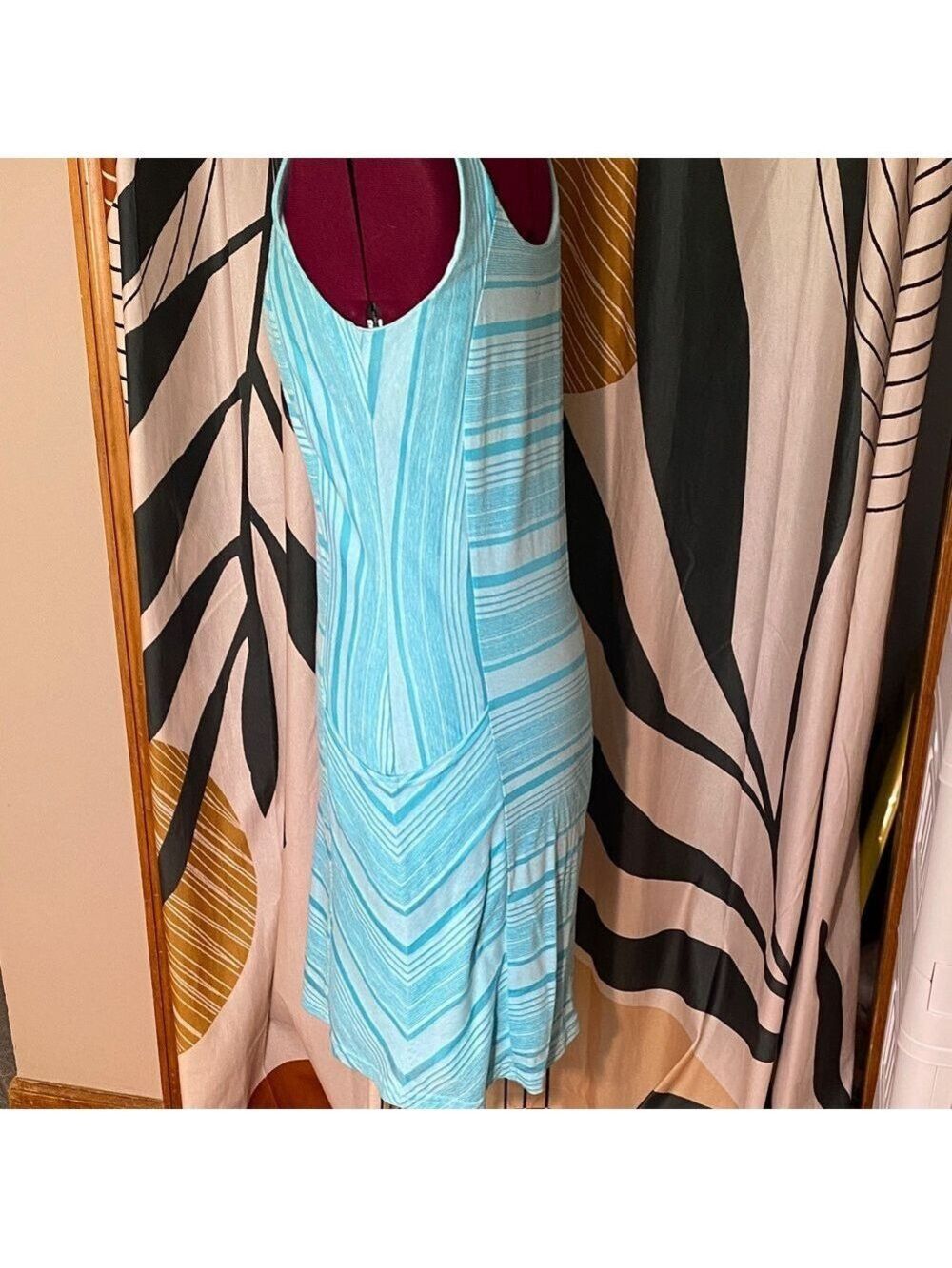 Athleta Light Blue Striped Dress/or swimsuit cover - Picture 3 of 10